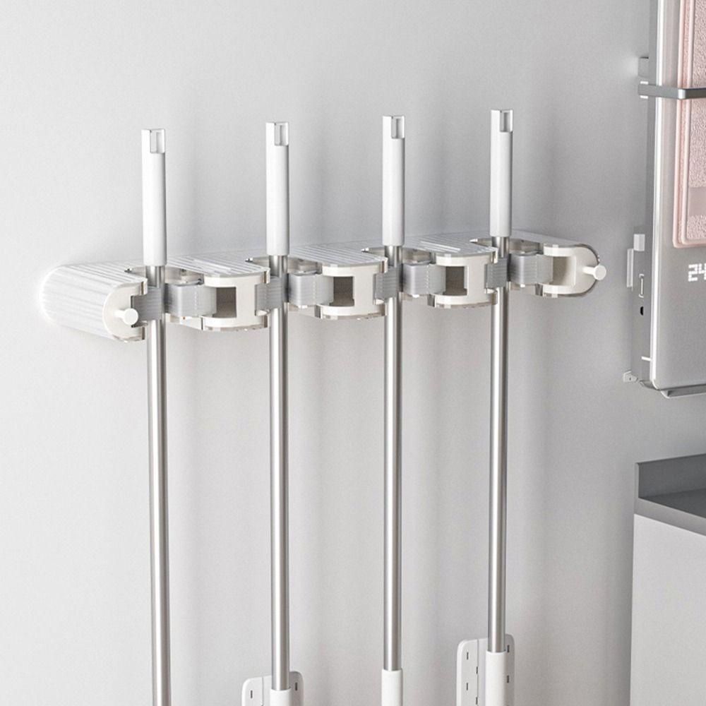 

Self-Adhesive Broom Mop Holder Plastic Broom Hanger Multi-Purpose Mop Clip Rack Bathroom