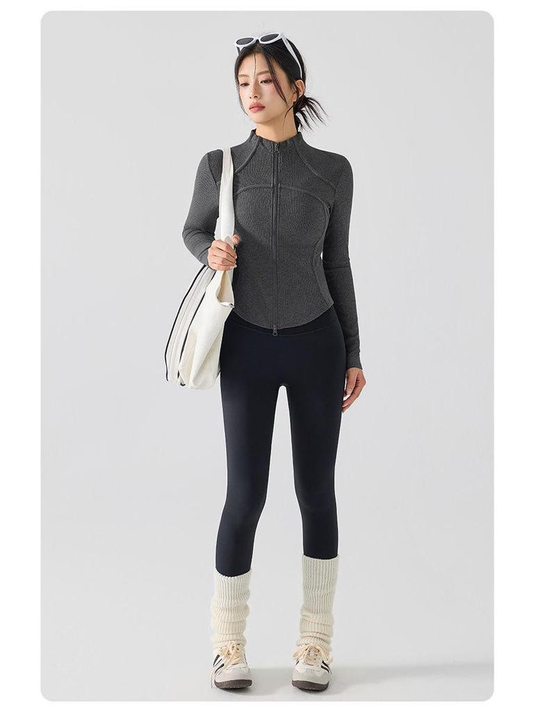 2025 Autumn/Winter Women's Stand Collar Slim Fit Yoga Jacket for Running and Sports
