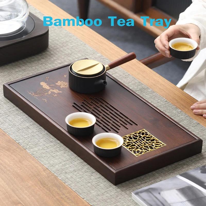 Chinese Natural Bamboo Tea Tray Water Storage Kung Fu Set Household Rectangular Board