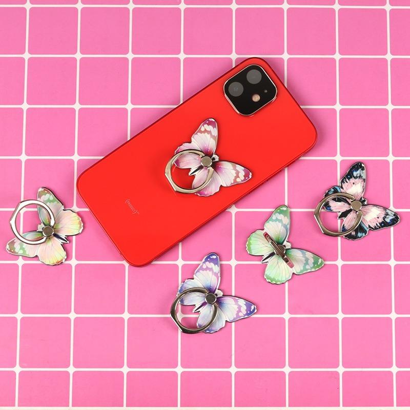 Mobile Phone Ring Buckle Holder Cartoon Cute Metal Desktop Creative New Painted Butterfly Mobile Phone Ring Buckle Holder