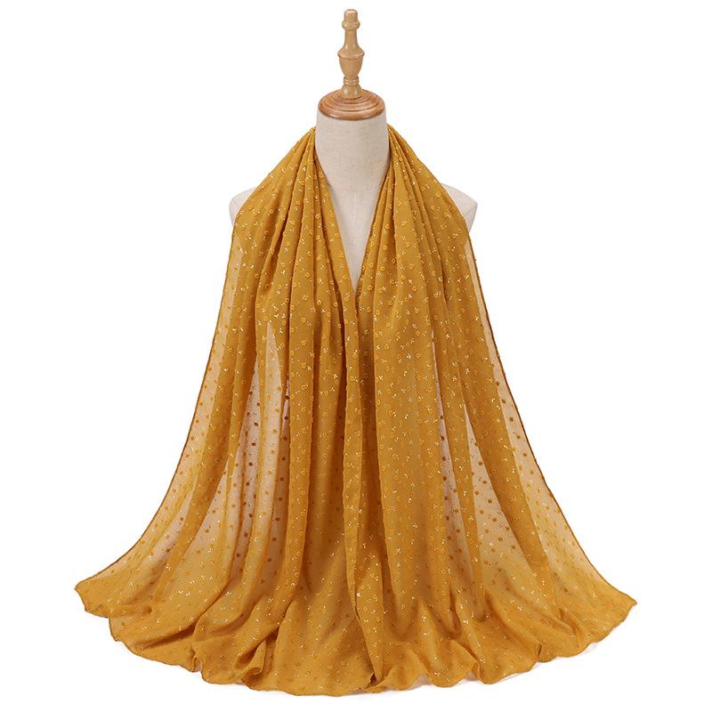 Stamping Chiffon Hijabs For Women Plain Bubble Pearl Scarf Head Hijab Wrap Solid Shawls Headband Foulard Femme Muslim Hijab