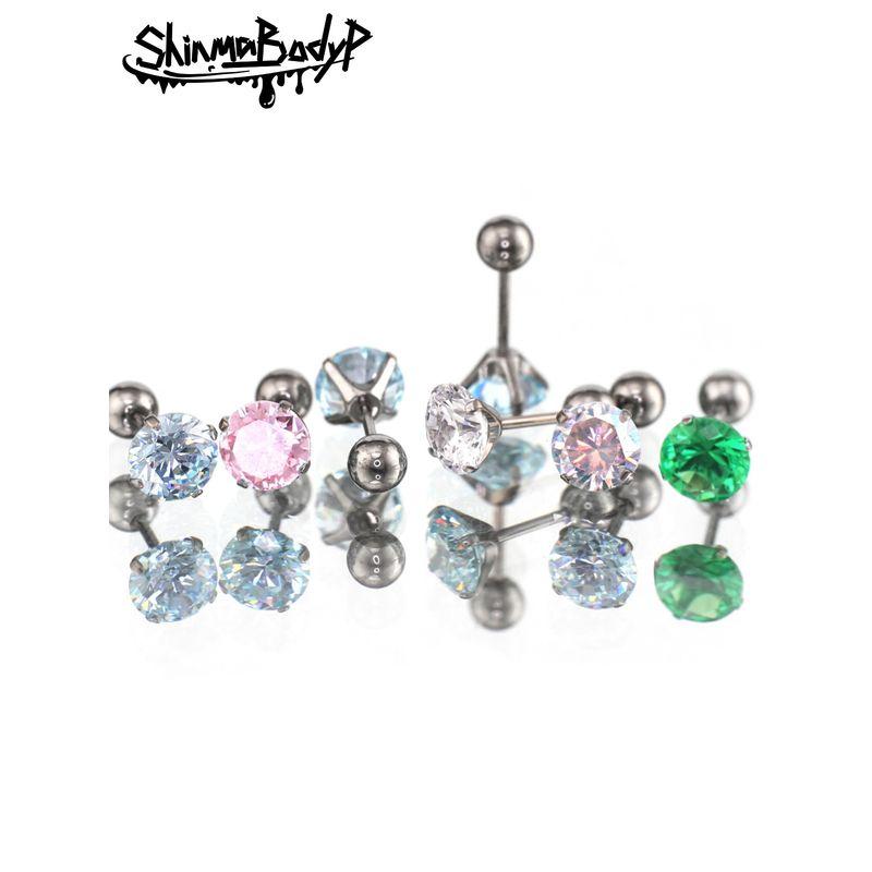 

Серьги-пусеты Shinma Zircon Плоские Прохладная Земля Титановый сплав [3mm zircon] two (color notes)