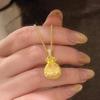 New Chinese High-end Golden Fringed Necklace Female Retro Coin Gourd Exquisite Collarbone Chain Light Luxury Niche Neck Chain