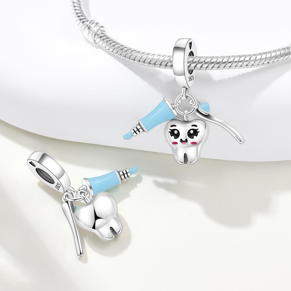 Copper Boy And Star Bear Doctor Guarding Chain Charms Beads Pendant For Original Bracelet Woman Girl Jewelry