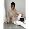 Solid Color Belted Batwing Sleeve Top, Fashion Casual Elegant Spring Summer Daily Wear