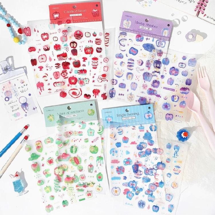 Tear Resistant Decorative Scrapbooking Sticker for Craft Enthusiasts Featuring Playful Fruit Illustrations Washable