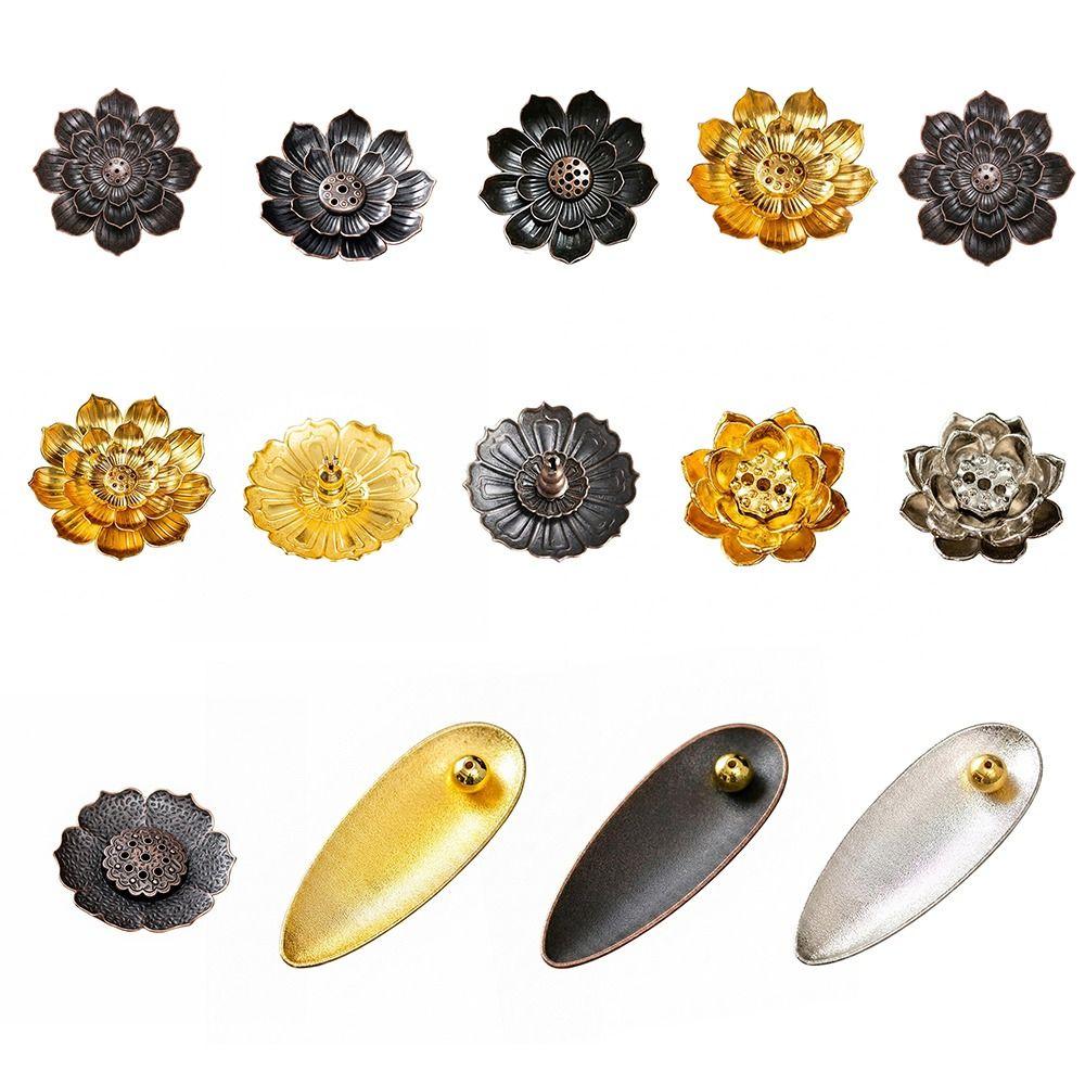High Quality Alloy Incense Holder Lotus Shape Decorative Lotus Censer Multi-Hole Incense Burner Temples Home Office