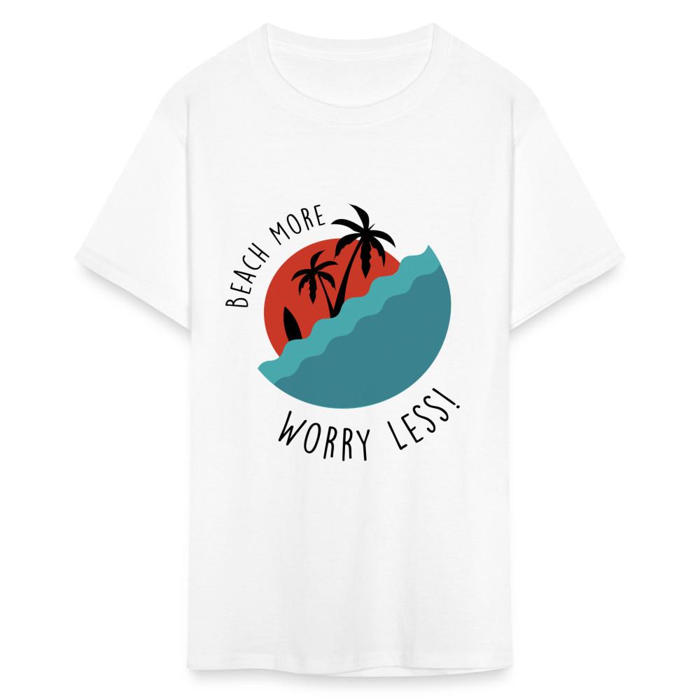 

Beach More Worry Less shirt Surf board Surfer T-Shirt Size S-6XL 2XL