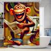 Comical Monkey Reading Toilet Paper Shower Curtain Bathroom Decor 3D Printed Waterproof Home Accessories for Kids' Bathrooms