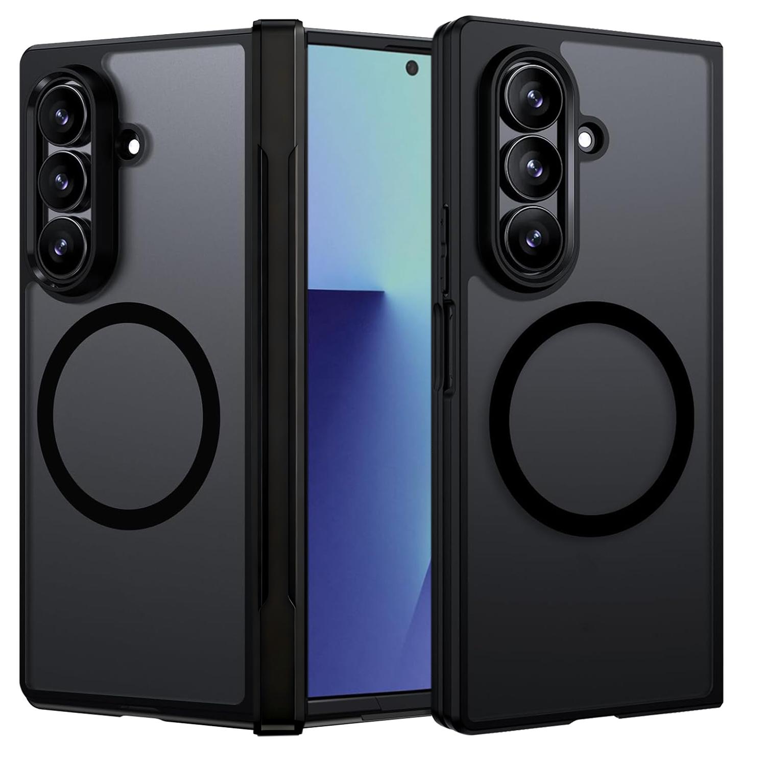 

Магнитный чехол-держатель с беспроводной зарядкой для Samsung Galaxy Z Fold 7, Жесткая прозрачная матовая защитная задняя крышка Galaxy Z Fold7