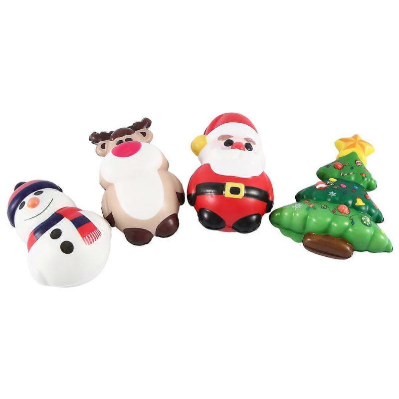 4 Stück PU Squishy Anti-Stress-Abbau Spielzeug Puppe Rentier Weihnachtsgeschenk Langsamer Rückprall Antistress Squee