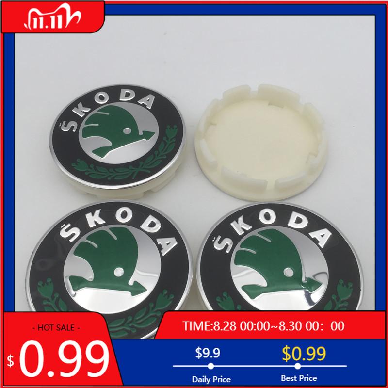

Car Sticker 4pcs 3D 56mm For Skoda Car emblem Wheel hub Center Cap Badge covers sticker Decals Styling accessories