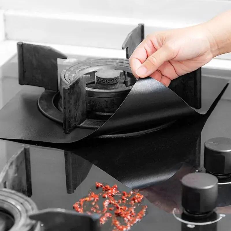 4Pcs Gas Stove Protectors Kitchen Reusable Burner Covers Mat Protector Cleaning Pad Liner Cover top gas stove protectors
