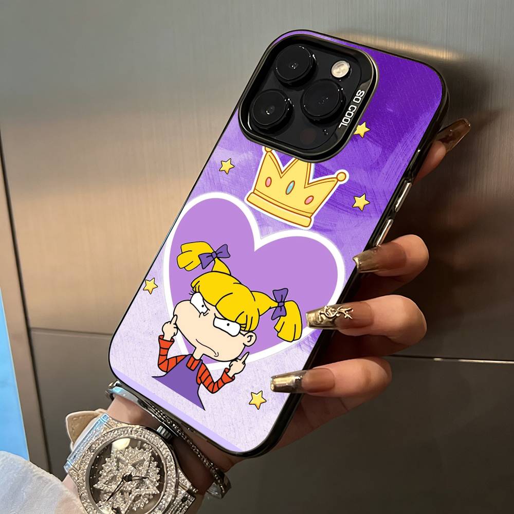 Classic Cartoon Characters-R-Rugrats For iPhone 17 16 15 14 13 12 11 Pro Max XS  17 Air Silicone Colored Silver Bumper Cover