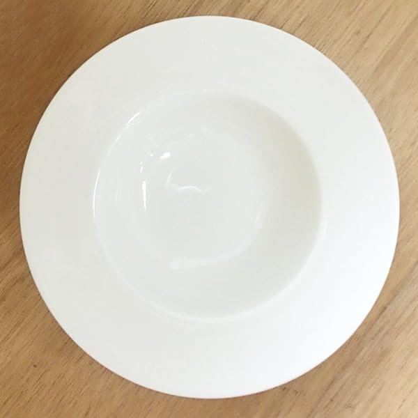 26.5cm Deep Soup Bowl, Jardin, White Porcelain, with a Concave Design, Mino Ware, for Pasta and Soup.