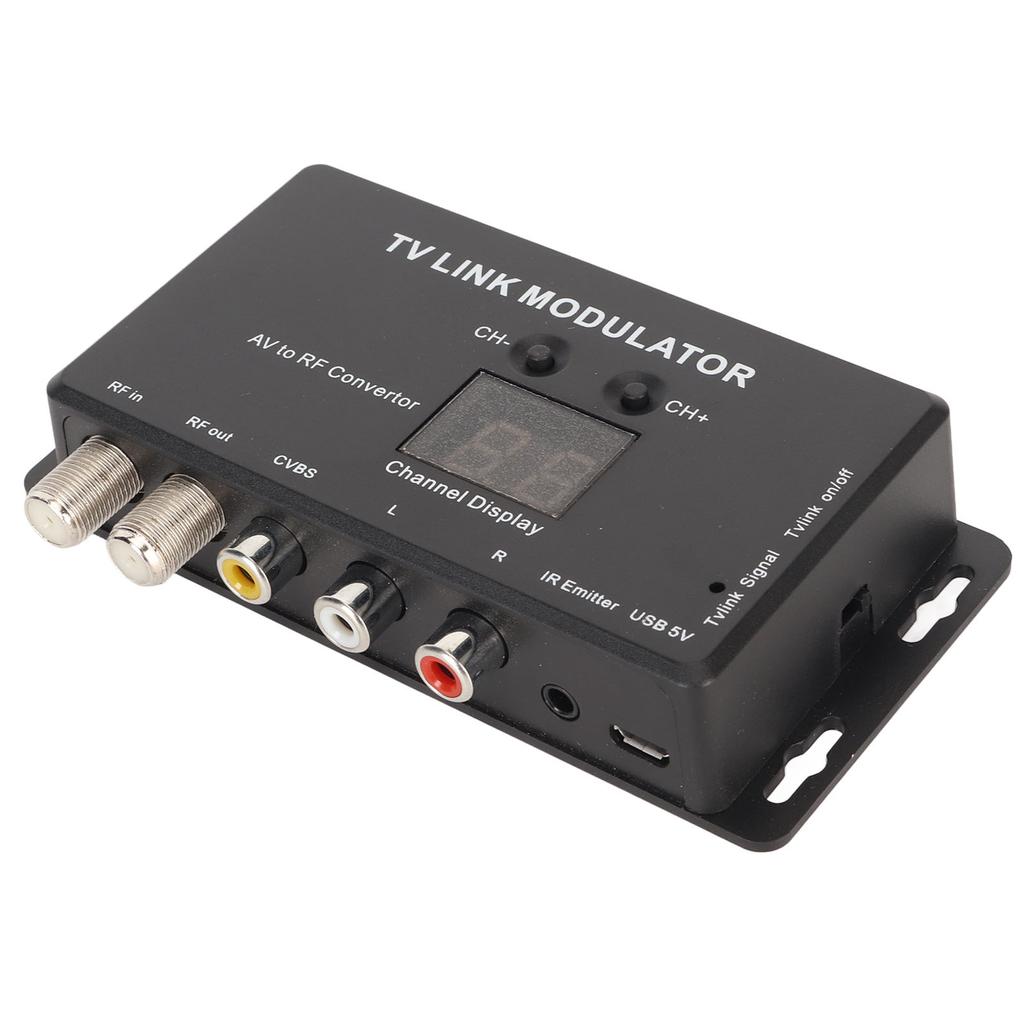 TV Link Modulator Adjustable Support PAL NTSC AV To RF Converter with USB Charge Cable for A V Source Set Top Boxes