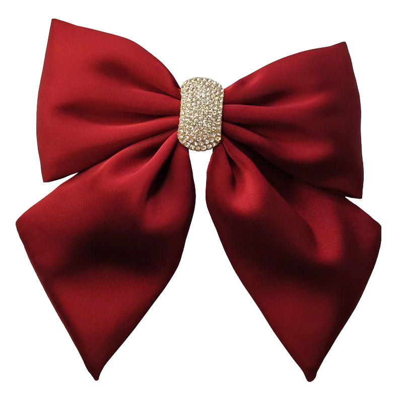Rhinestone Satin Bow Spring Hair Clip for Women