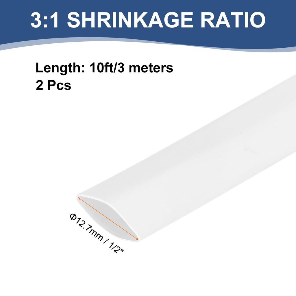uxcell Heat Shrink Tubing, Inner Diameter 0.5 inches (12.7 mm), Length 9.8 ft (3