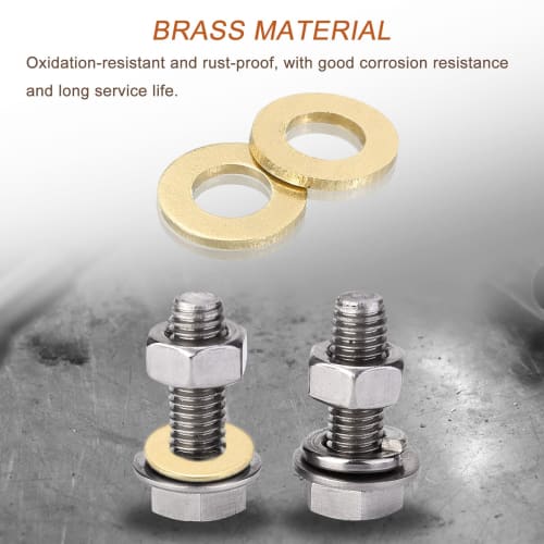 uxcell M3 Copper Washers, Flat Washers, 200pcs Brass Rings, 6mm OD, 0.5mm Thickness, Metal Seal Gasket Rings for Screws, Bolts, and Nuts