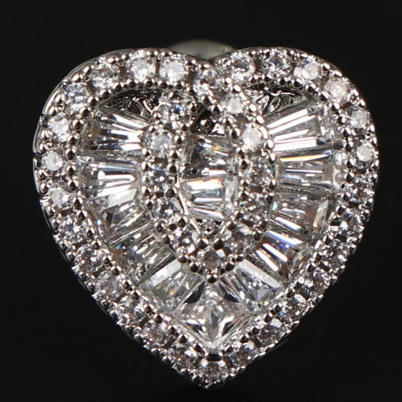 Sweet Lady Love Heart Stud Earrings With Brilliant Cubic Zirconia Engagement Accessories Bridal Wedding Jewelry Gift