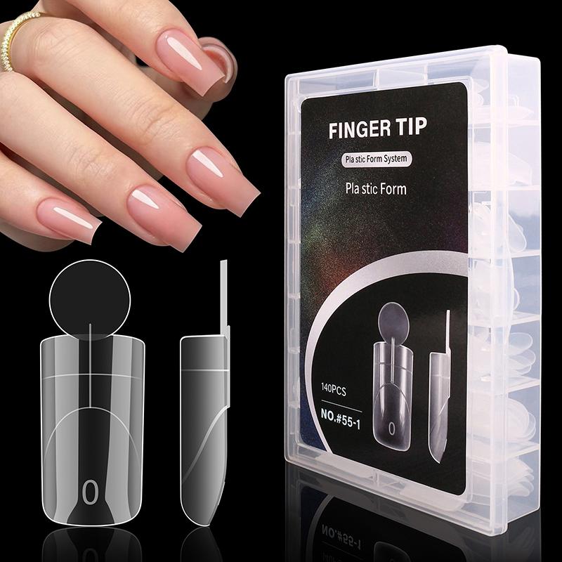140Pcs Extension Reusable Matte Surface French Nail Dual Forms With Inner French Line 14 Sizes Full Cover Dual Nail Molds Quick
