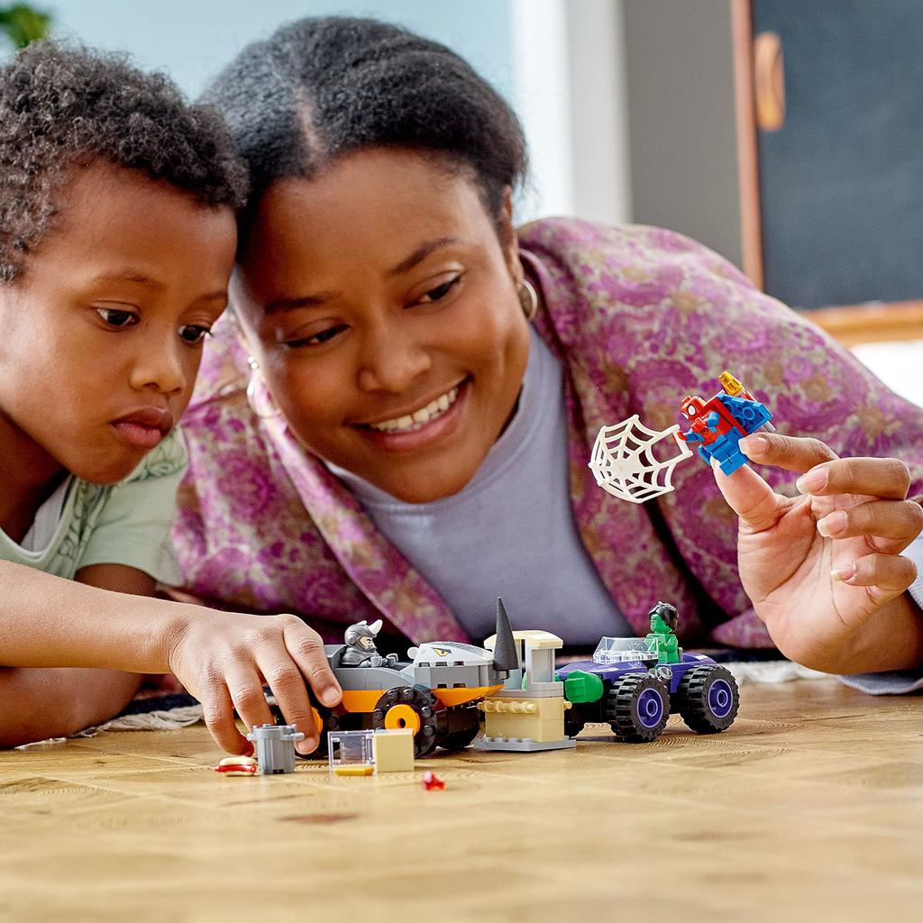 LEGO Marvel Spidey and the Amazing Friends Hulk and Rhino Truck Tank 10782 Toy Block Present Superhero American Comics Vehicle Vehicle Sentai Hero