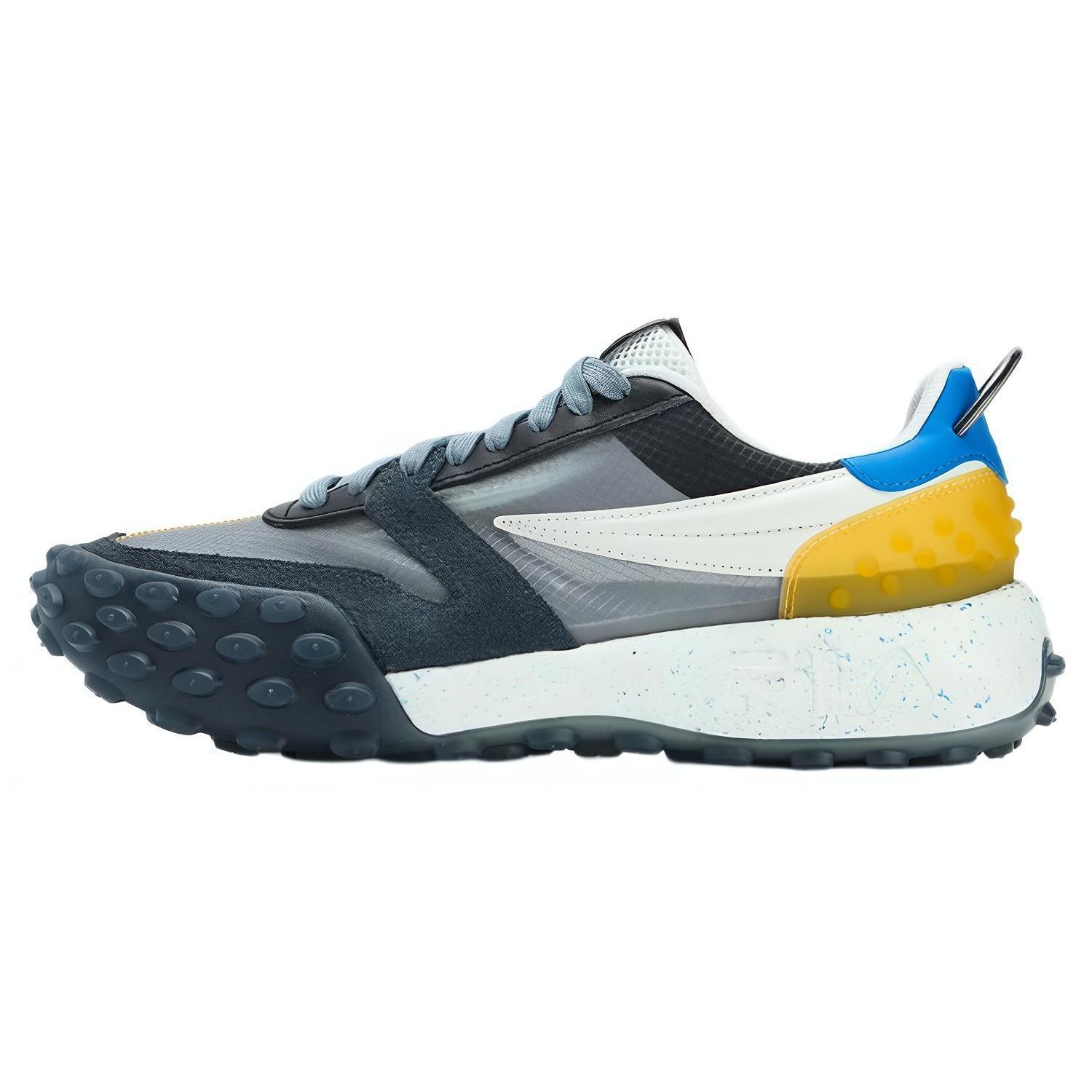FILA Gara Textile, Synthetic Leather Low top Running Shoes Men s Black Yellow Blue F12M323101FBD 40