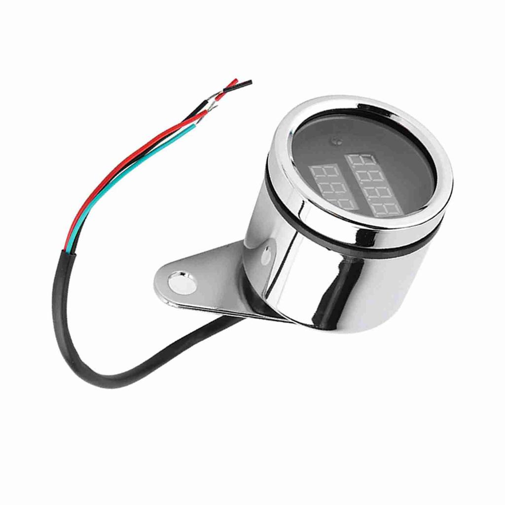 2 In 1 Motorcycle LED Digital Voltmeter Tachometer Gauge Metal Odometer Speedometer