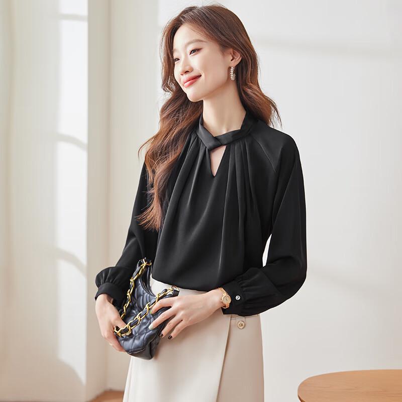 Women s Elegant Satin Long-Sleeve Blouse XL
