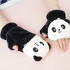 Winter Warme Handschuhe Flauschige Tier-Fäustlinge Plüsch-Panda Halbfingerhandschuhe mit Klappdeckel Warme Handschuhe für Kaltes Wetter