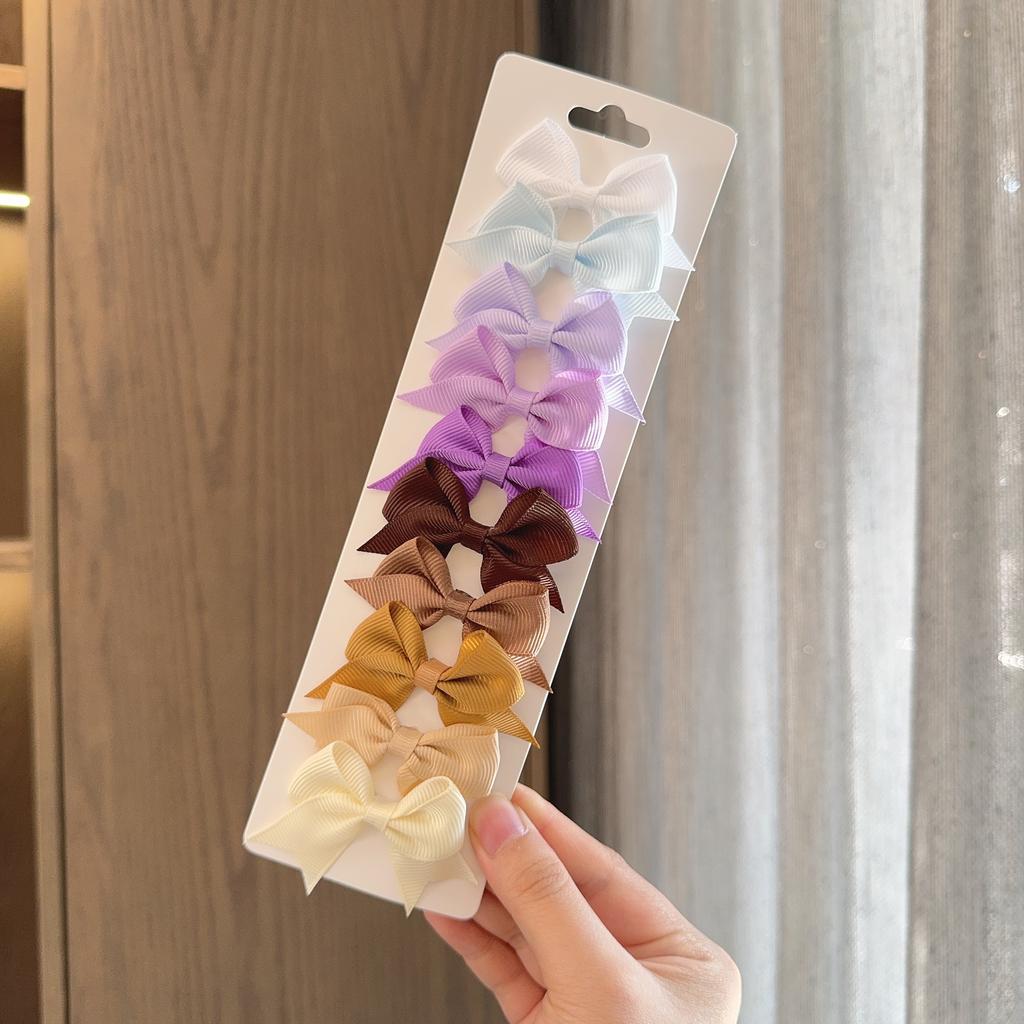 10Pcs/Set New Solid Color Kids Bows Hair Clips for Baby Girls Handmade Ribbon Bowknot Hairpin Barrettes Hair Accessories