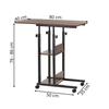 Table d'ordinateur portable mobile sur roulettes, réglable en hauteur 76–86 cm – marron foncé