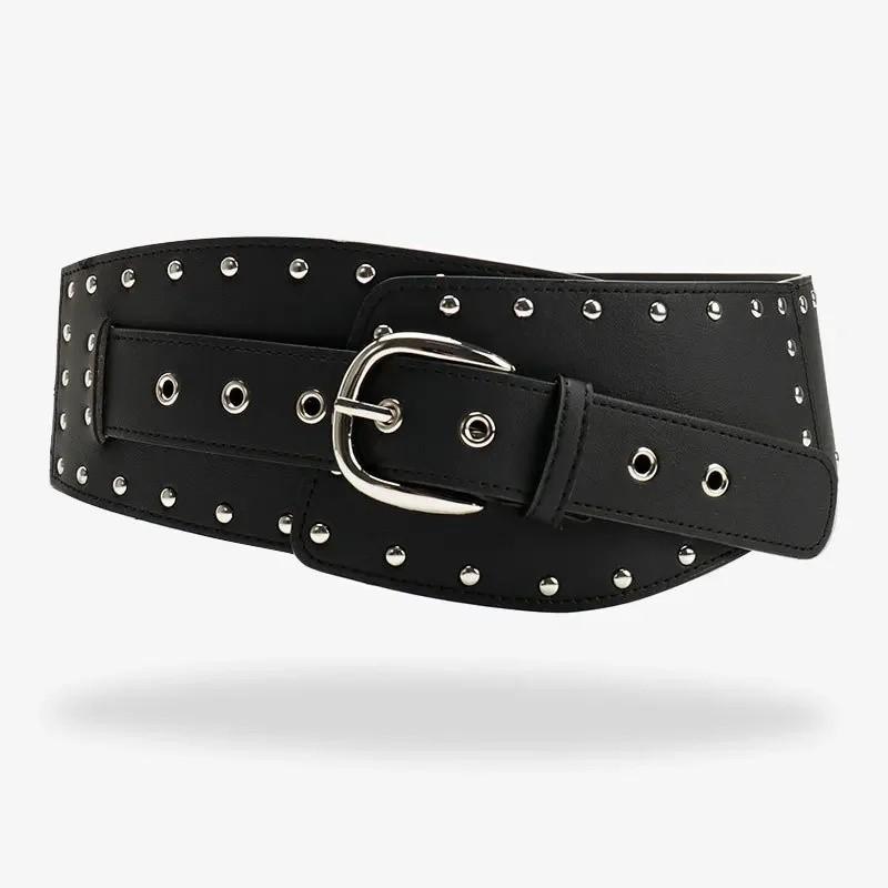 Vintage Irregular Wide Waist Belt With Alloy Buckle For Denim Pants Fashion Accessories