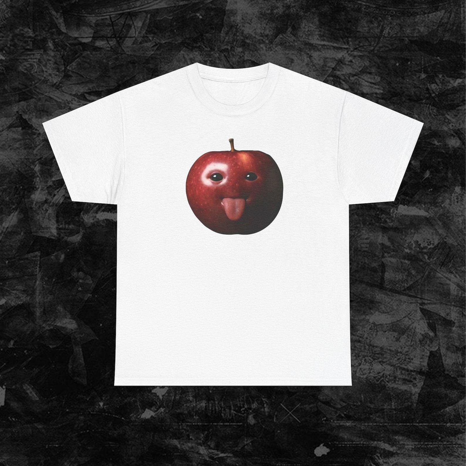 Silly AI Apple Meme Tshirt, Funny AI Tongue Out Apple Tshirt, Brain Rot Silly Apple Tee, Genz Brain Rot Apple Tee, AI Brain Rot Tshirt 2XL