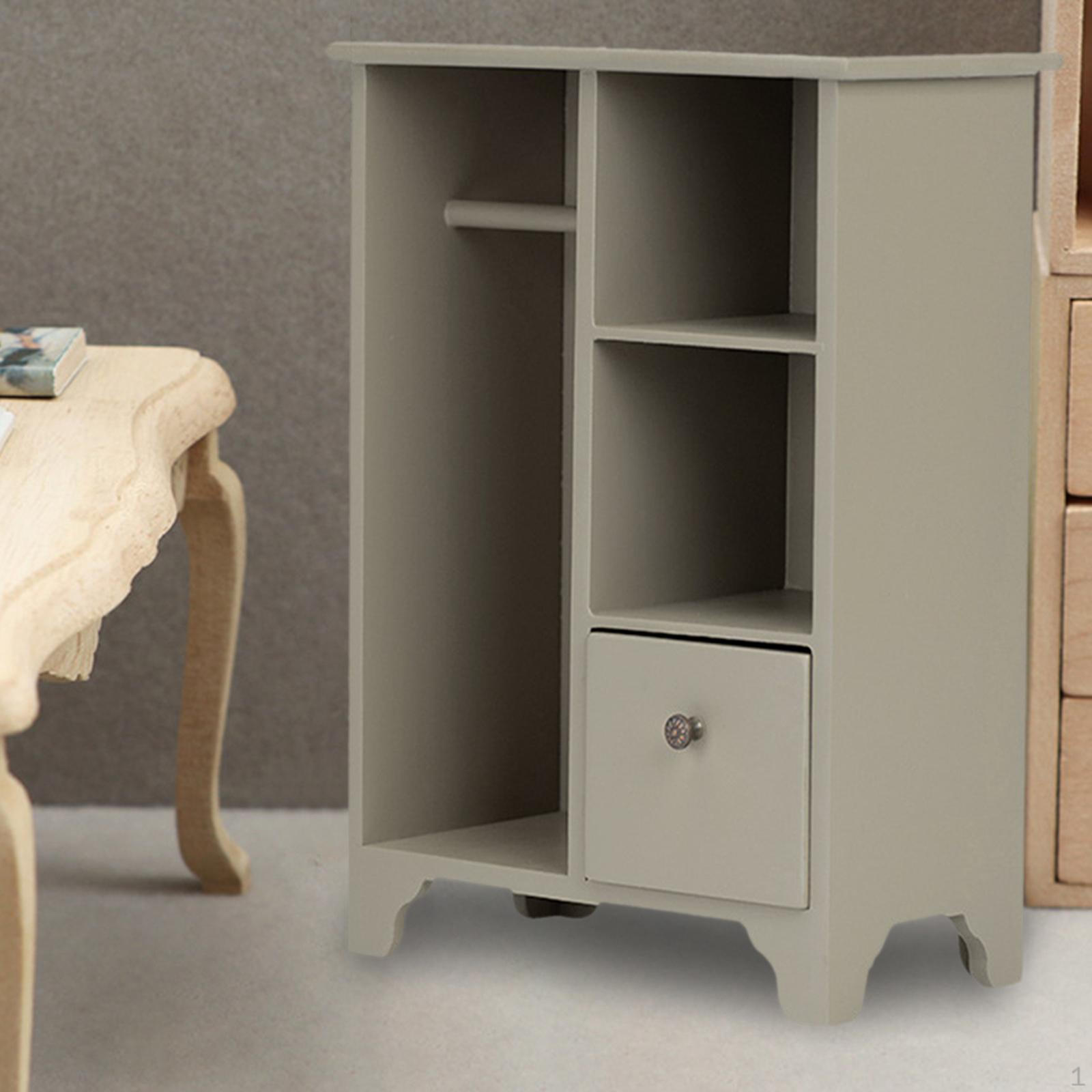 

1/12 Dollhouse Furniture for Bedroom Wood Wardrobe Decoration Modern Scene Model Opening Closet Pink