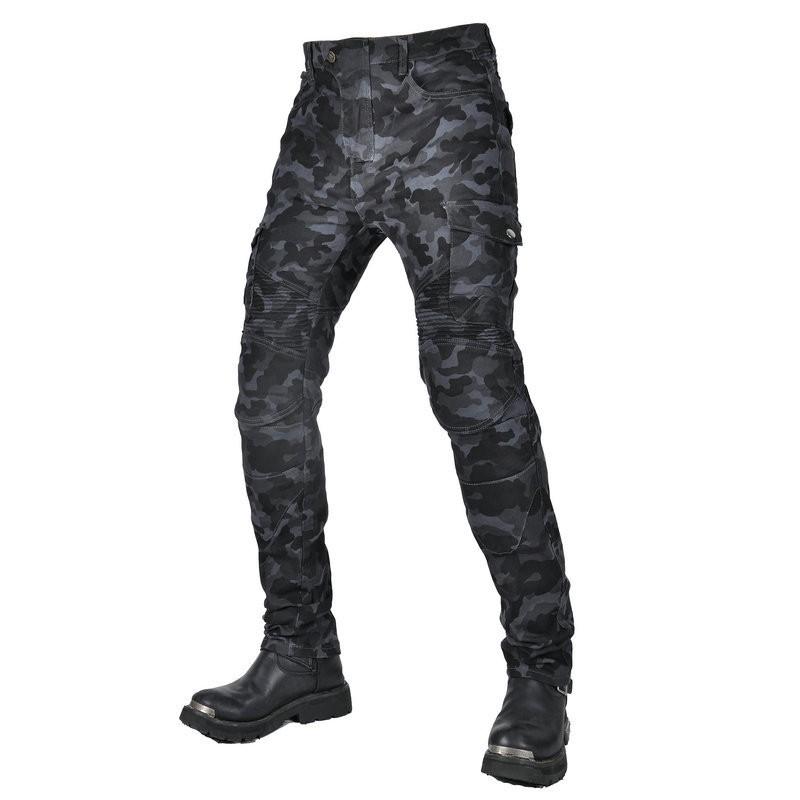 Mens Motorcycle Riding Pants Camo Cargo Workwear Jeans With Crash Protection Use