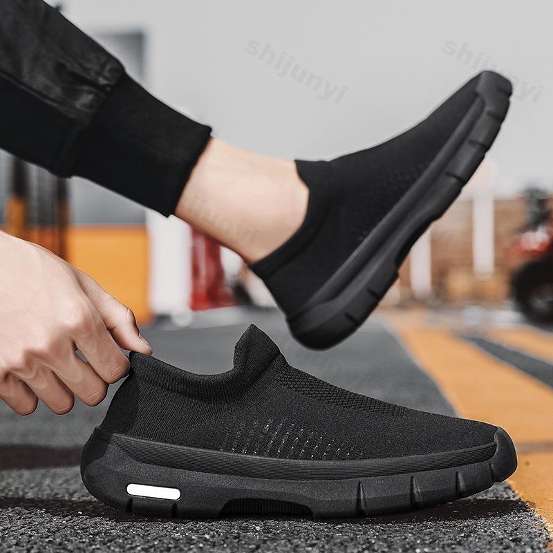 Fashion Men's Shoes 2024 Fashion Knitted Mesh Breathable Casual Shoe Slip on Platform Men Sneakers Versatile Shoes Zapatillas Hombre