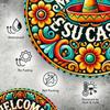 Metal Welcome Sign Mexican Folk Art 8x8 Inch Wall Decor Gift for Home Office