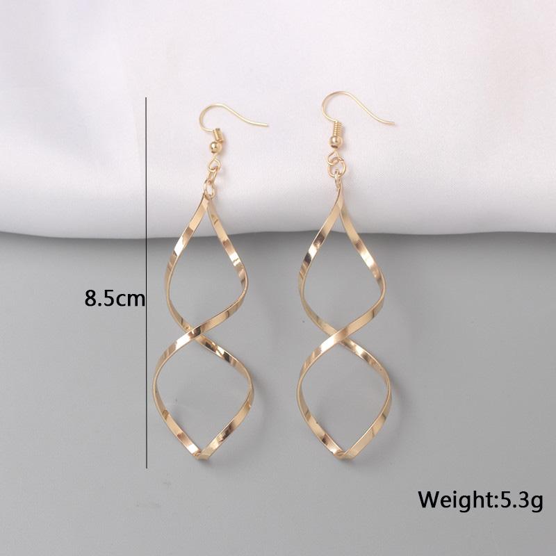 Boucles d'oreilles pendantes torsadées en métal pour femmes, couleur or, alliage enveloppé, déclaration géométrique irrégulière, oreille féminine, zircon, pendientes mujer