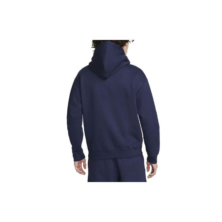Nike Embroidered Logo Solid Long Sleeve Hoodie Men Tops Deep-Blue DX1356-410