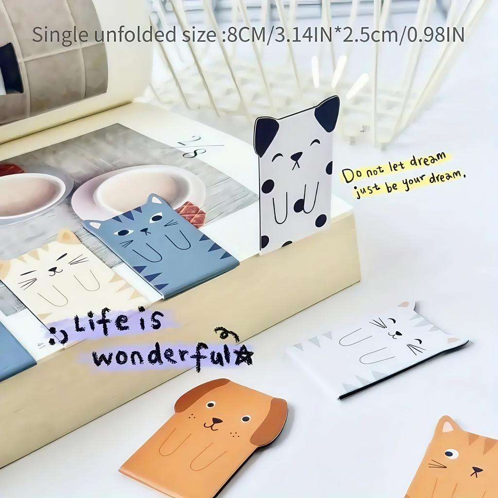 4pcs Creative Cat and Dog Bookmarks with Magnetic Suction, Animal Page Markers, Convenient for Marking Pages, Magnetic Page Clips