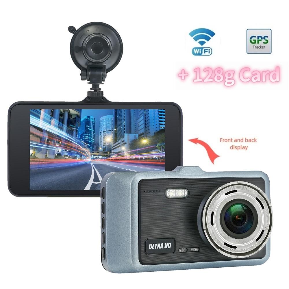 2K 4,0-Zoll Hochauflösender Fahrrekorder WIFI Drahtlose Handy-Verbindung Auto Dual-Objektiv Dual-Aufnahme