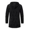 Autumn Winter Men's Fleece Mid Length Hooded Knit Cardigan Casual Knitwear Coat Thickened Warm Sweatercoat Men