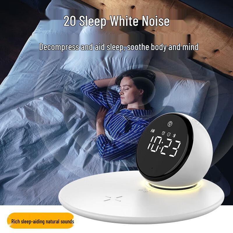 Sayrelances Wireless Charging Alarm Clock Bluetooth Speaker with Night Light