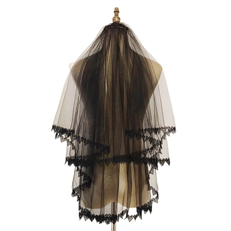 Voal Lung de Mireasă din Tul cu Dantelă în Formă de Inimă, cu Pieptene de Păr pentru Fixare, pentru Nuntă, Petrecere de Celebrare