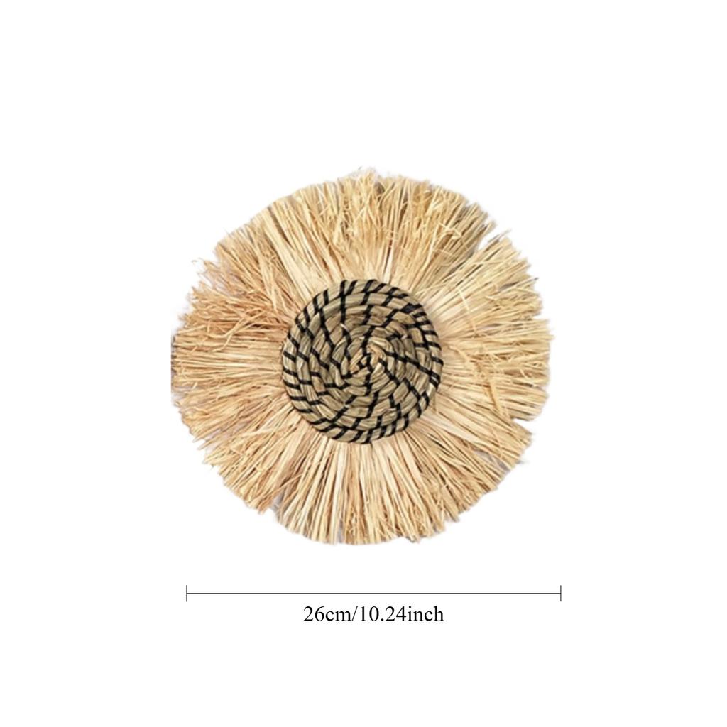 33/26cm Boho Wall Basket Decor Hanging Handcrafted Seagrass Woven Round Bohemian Basket Wall Decoration Art for Farmhouse Home Room Rustic Decorations