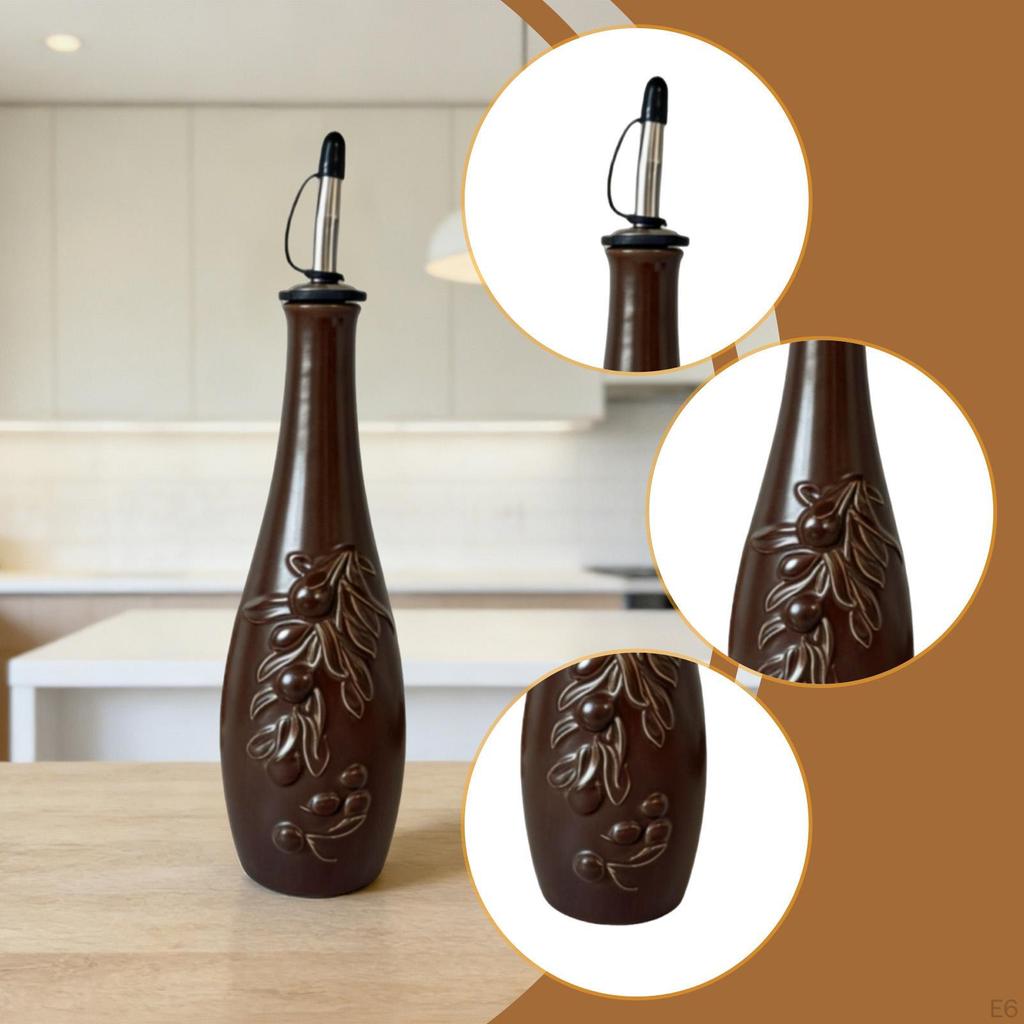 350 Ml Oil Bottle for Soy Syrup, Nordic Spout, Heat-resistant, with Lid, Olive Dispenser