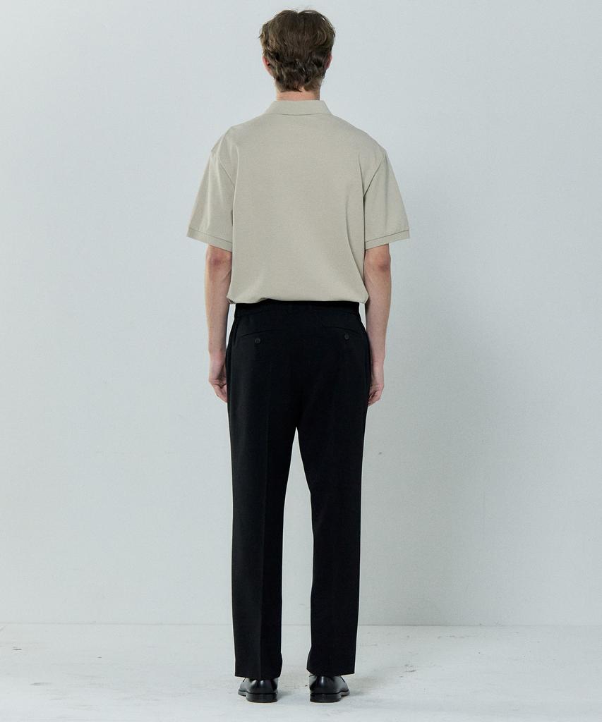BASIC HOUSE Linen-Like Tapered Fit Slacks Black Lzpt3104