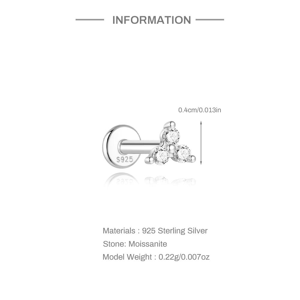 AIDE 925 Silver 1PC Mini Moissanite Four-Claw Screw Stud Earrings Casual Design DIY INS Ear Studs For Lady Jewelry