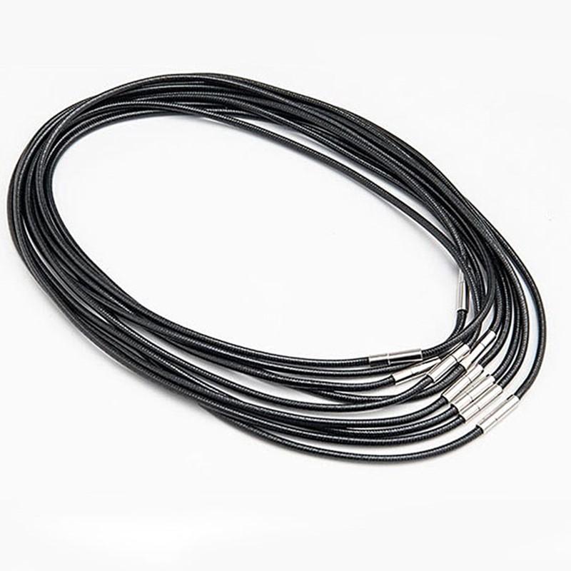 1,5/3mm 45/50/60cm Černý Kožený Provázek Řetízkový Náhrdelník Pro Ženy Muže Šperky S Zapínáním Voskovaný Provázek Řetízková Šňůra Pro DIY Přívěsek